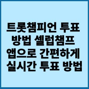 트롯챔피언 투표 방법 셀럽챔프 앱으로 간편하게 실시간 투표 방법 2 트롯챔피언 투표 방법 셀럽챔프 앱으로 간편하게 실시간 투표 방법