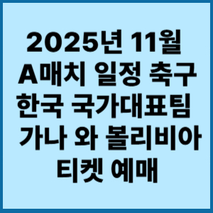 2025년 11월 A매치 일정 축구 한국국가대표팀 가나 와 볼리비아 티켓 예매 2 2025년11월 A매치 일정 축구 한국 구가대표팀