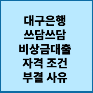대구은행쓰담쓰담비상금대출자격조건부결사유