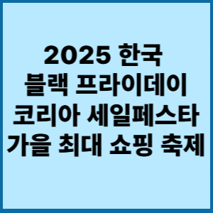 2025 한국 블랙 프라이데이코리아 세일페스타
