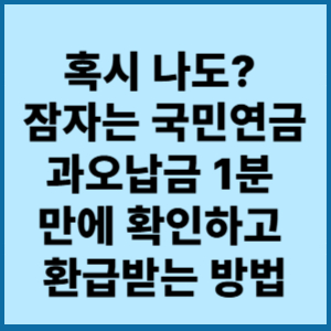 혹시나도 잠자는국민연금 과오납금 1분만에 확인하고 환급받는 방법