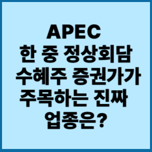 에이팩 한중 정상회담 수혜주 증권가가 주목하는 진짜 업종?
