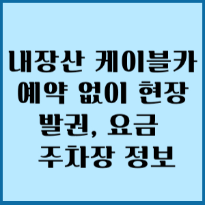 내장산 케이블카 예약없이 현장 발권