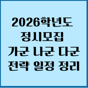 2026학년도 정시모집 가군 나군 다군 전략